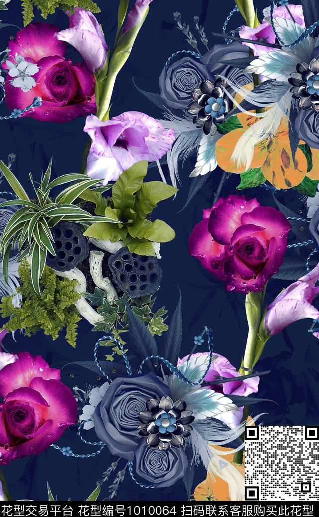 xcwh0811.jpg - 1010064 - 数码花型 花卉 女装 - 数码印花花型 － 女装花型设计 － 瓦栏