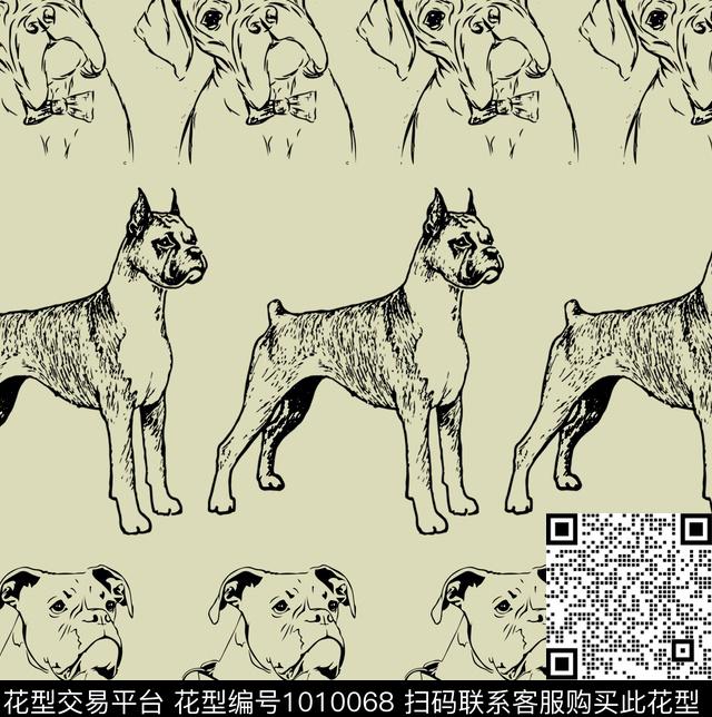 dogline.jpg - 1010068 - 素描 dog 线稿 - 传统印花花型 － 女装花型设计 － 瓦栏