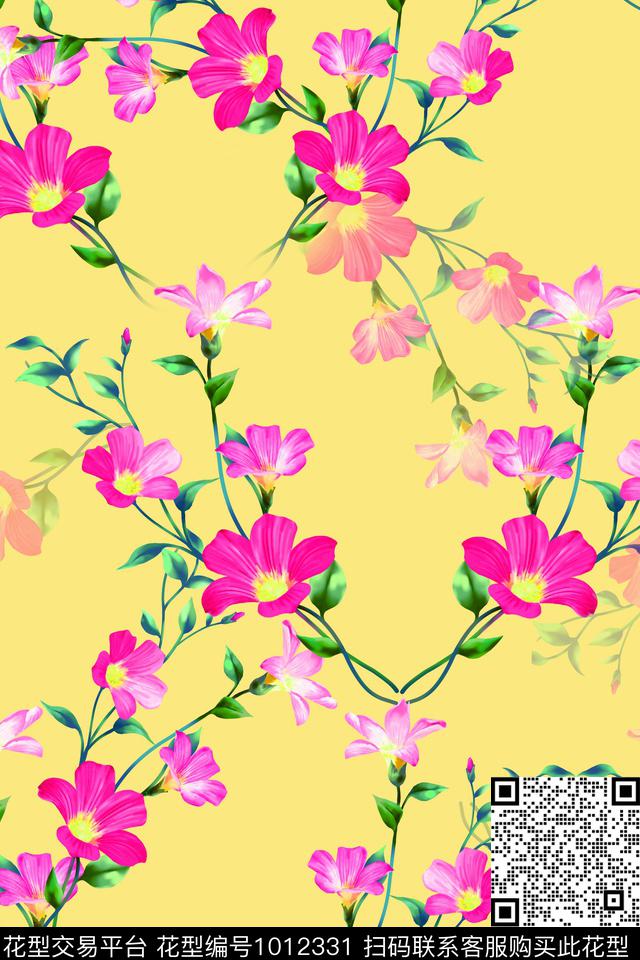 女装春写实小碎花.jpg - 1012331 - 衬衫 数码花型 小碎花 - 数码印花花型 － 女装花型设计 － 瓦栏