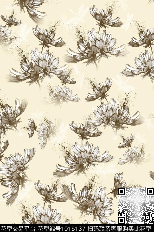 180202-A.jpg - 1015137 - 花卉 年轻女性 大牌风 - 数码印花花型 － 女装花型设计 － 瓦栏