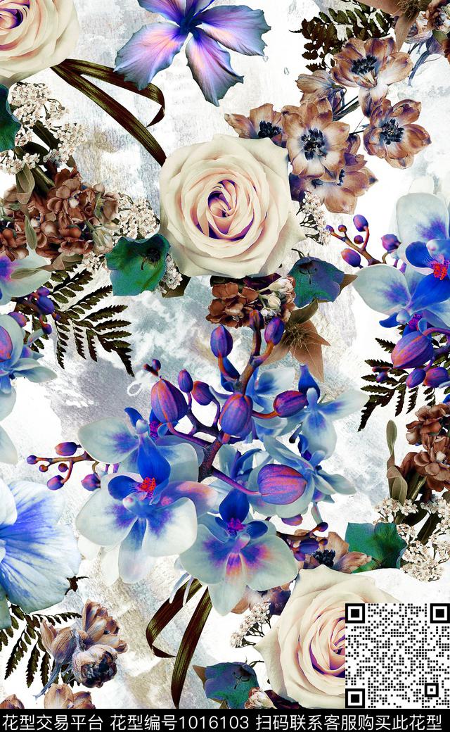xcwh0820-B.jpg - 1016103 - 数码花型 春夏花型 花卉 - 数码印花花型 － 女装花型设计 － 瓦栏