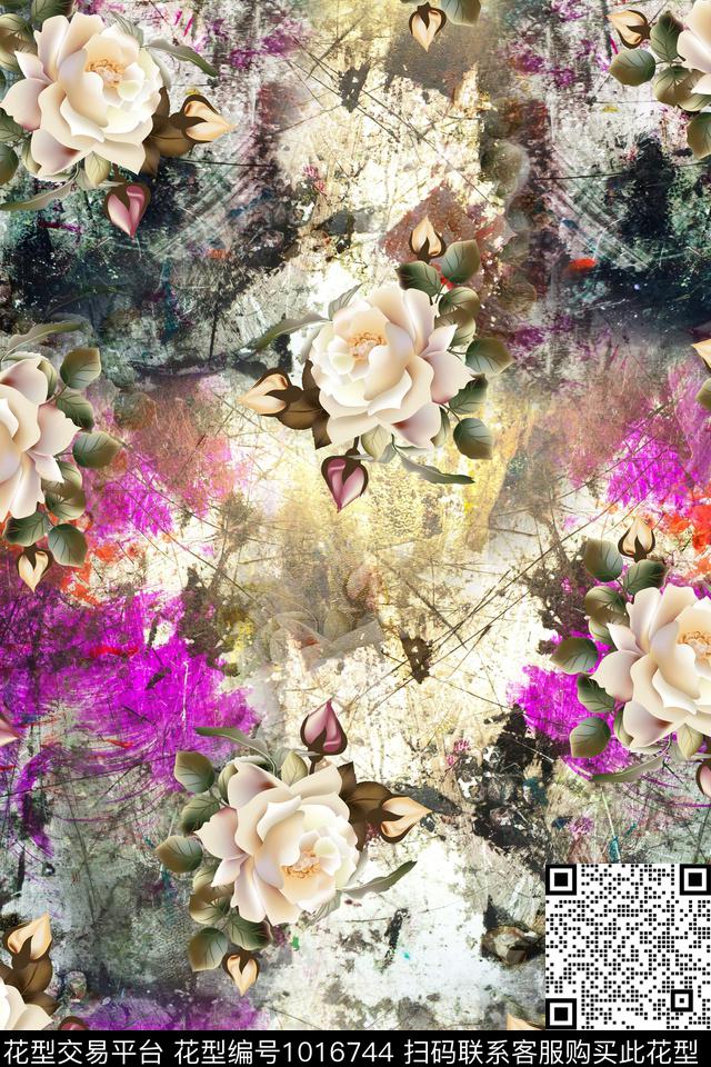 1801-01.jpg - 1016744 - 数码花型 小碎花 抽象 - 数码印花花型 － 女装花型设计 － 瓦栏