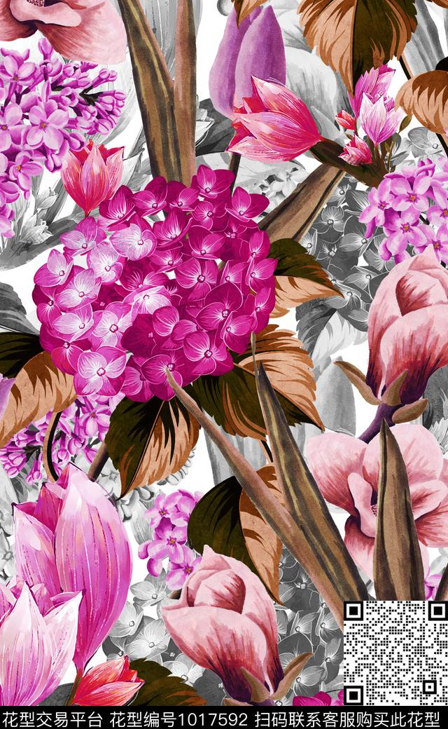 xcwh0831-B.jpg - 1017592 - 数码花型 秋冬花型 花卉 - 数码印花花型 － 女装花型设计 － 瓦栏