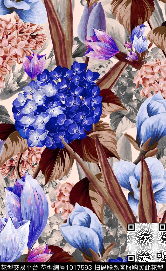 xcwh0831-C.jpg - 1017593 - 数码花型 秋冬花型 花卉 - 数码印花花型 － 女装花型设计 － 瓦栏