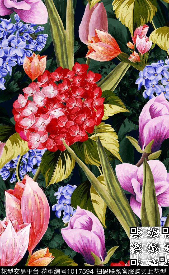 xcwh0831.jpg - 1017594 - 数码花型 秋冬花型 花卉 - 数码印花花型 － 女装花型设计 － 瓦栏