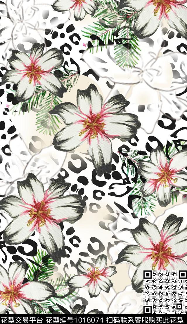 花.jpg - 1018074 - 数码花型 豹纹 花卉 - 数码印花花型 － 女装花型设计 － 瓦栏