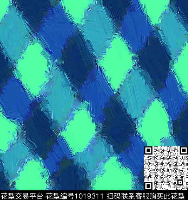 蓝格子.jpg - 1019311 - 格子 几何 蓝色菱形 - 数码印花花型 － 女装花型设计 － 瓦栏