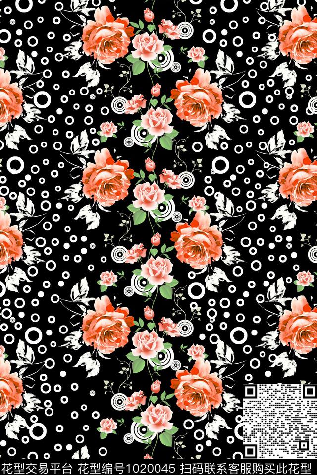201802282.jpg - 1020045 - 波点 玫瑰花 时尚写意 - 传统印花花型 － 女装花型设计 － 瓦栏