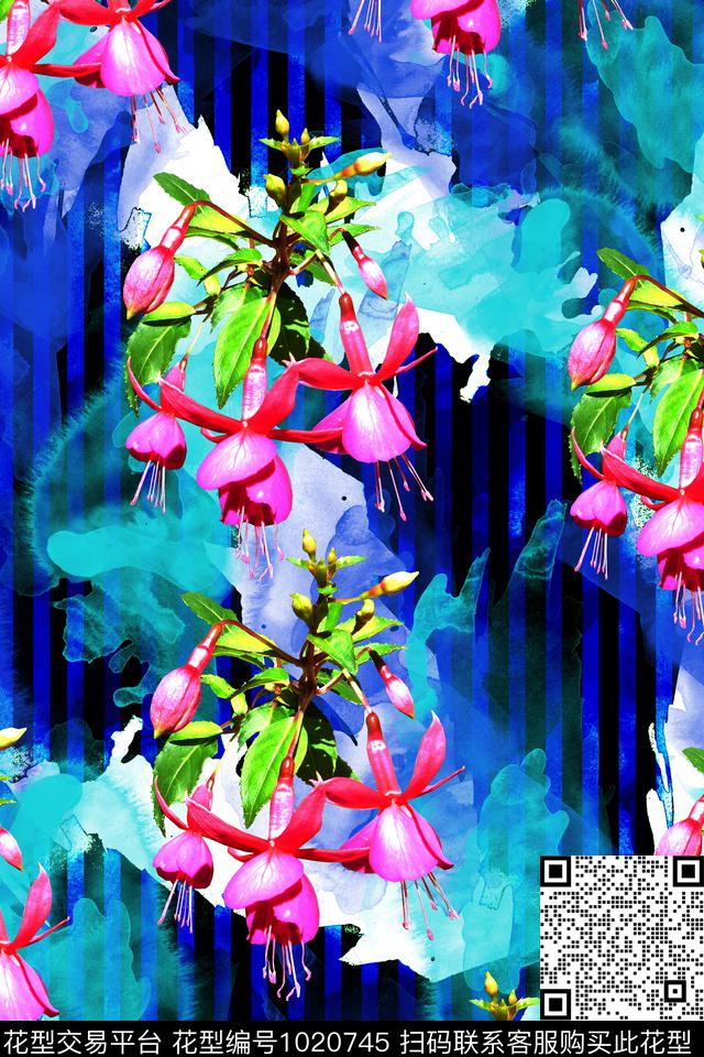 20180301.jpg - 1020745 - 条纹 照片花卉 彩色底 - 数码印花花型 － 女装花型设计 － 瓦栏