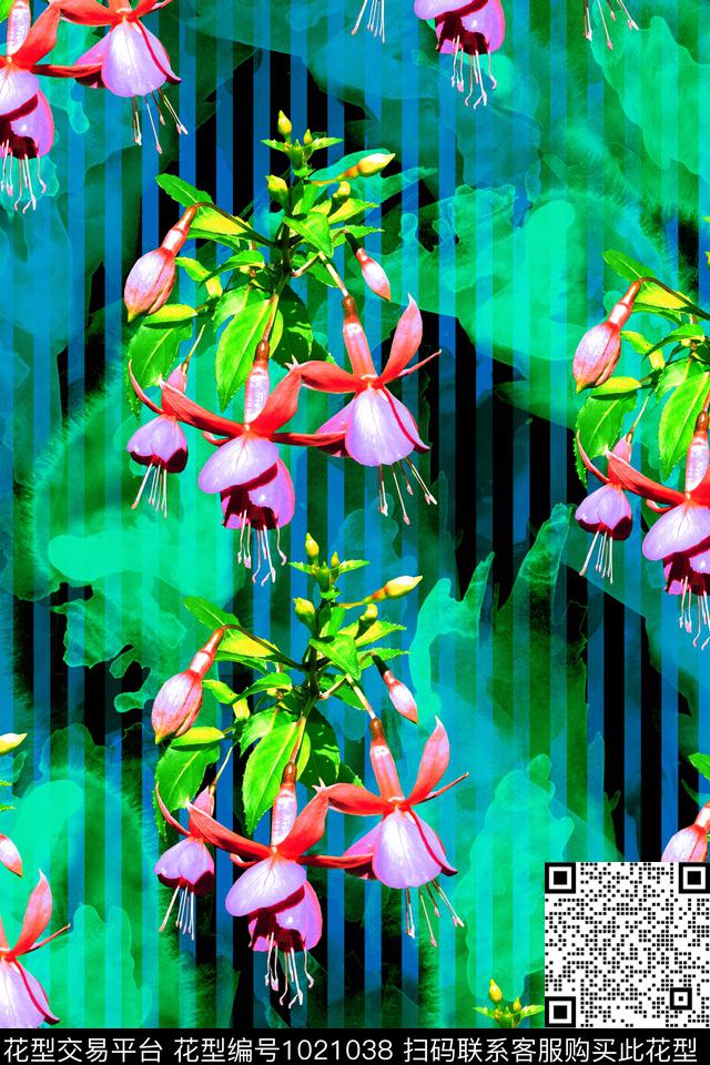 20180301.jpg - 1021038 - 条纹 照片花卉 彩色底 - 数码印花花型 － 女装花型设计 － 瓦栏