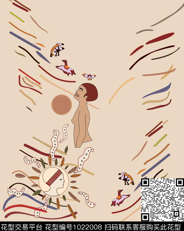 印度古画.jpg - 1022008 - 外星人 年轻女性 大牌风 - 数码印花花型 － 女装花型设计 － 瓦栏