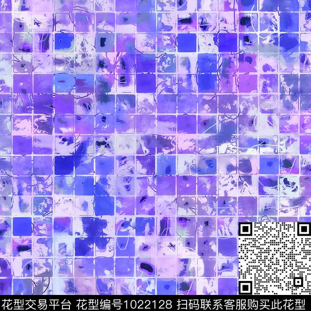 紫色方格.jpg - 1022128 - 几何 紫色 紫色方格纹 - 数码印花花型 － 女装花型设计 － 瓦栏