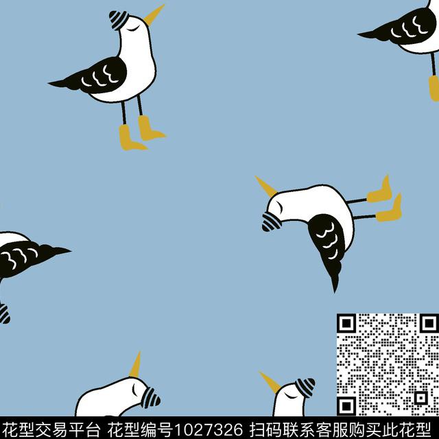 y-1803-10.jpg - 1027326 - 鸟 卡通 可爱 - 传统印花花型 － 童装花型设计 － 瓦栏