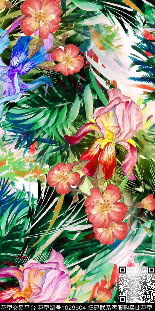 180317-1.jpg - 1029504 - 花卉 热带花型 水彩花卉 - 数码印花花型 － 女装花型设计 － 瓦栏
