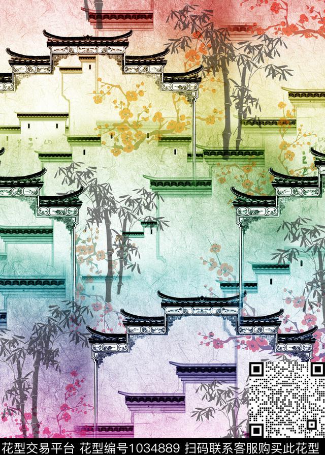 QJ2018-0025.jpg - 1034889 - 民族风 抽象 微派 - 数码印花花型 － 女装花型设计 － 瓦栏