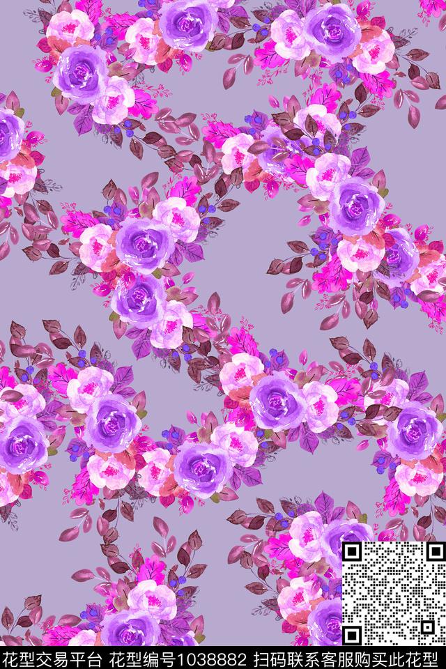 180308b 花卉 copy.jpg - 1038882 - 数码花型 小碎花 水彩花卉 - 数码印花花型 － 女装花型设计 － 瓦栏