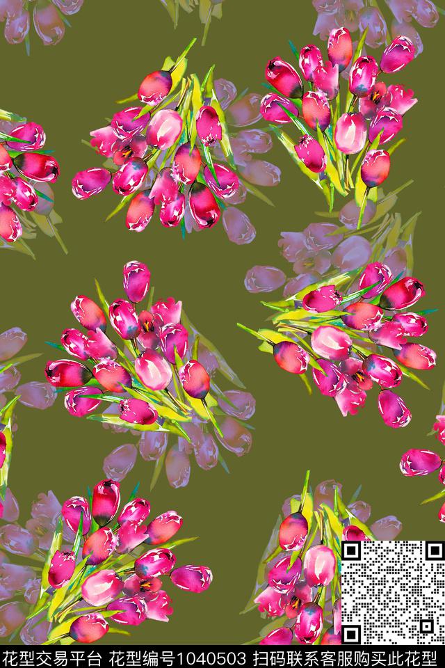 180312a 花卉.jpg - 1040503 - 数码花型 郁金香 水彩花卉 - 数码印花花型 － 女装花型设计 － 瓦栏