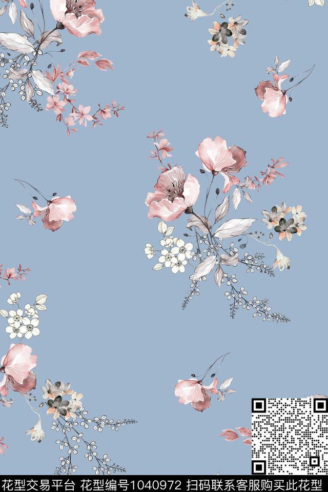 XJL218003.jpg - 1040972 - 小碎花 水彩花卉 线描花 - 数码印花花型 － 女装花型设计 － 瓦栏