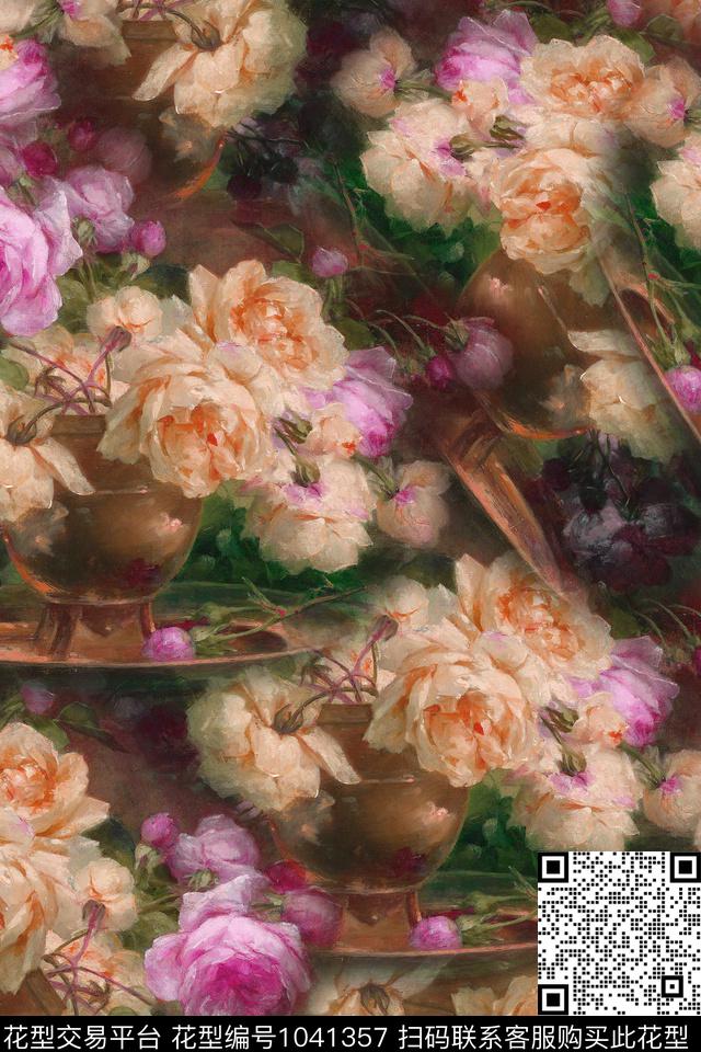 1801-10.jpg - 1041357 - 数码花型 抽象花卉 满版散花 - 数码印花花型 － 女装花型设计 － 瓦栏