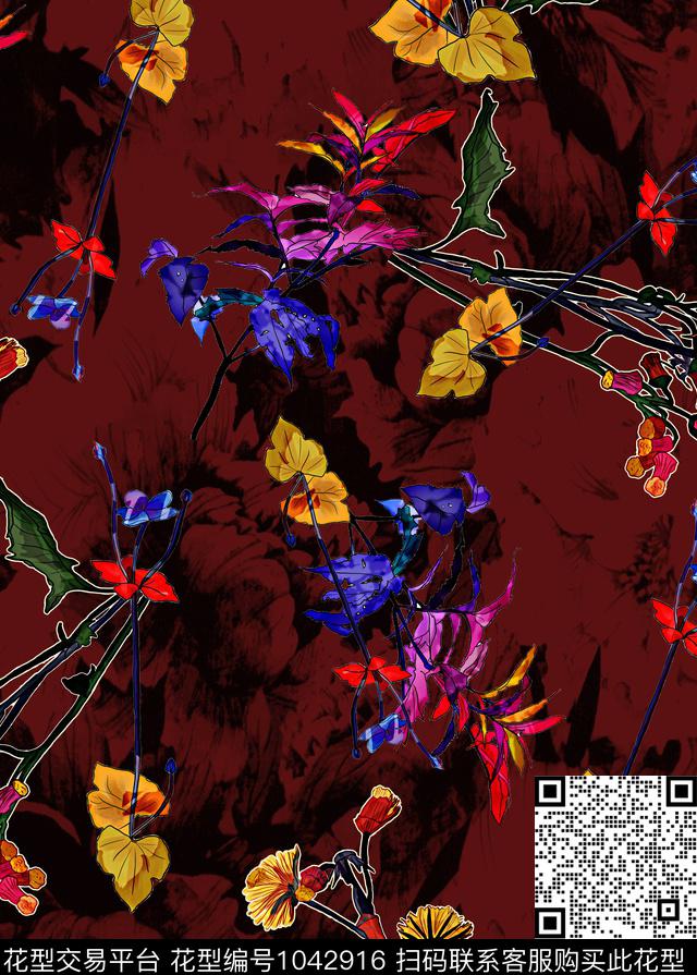QJ2018-0035.jpg - 1042916 - 肌理 抽象 混合拼接 - 数码印花花型 － 女装花型设计 － 瓦栏