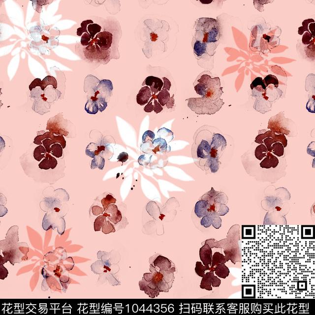 C013.jpg - 1044356 - 淑女 水彩花卉 手绘花卉 - 传统印花花型 － 女装花型设计 － 瓦栏