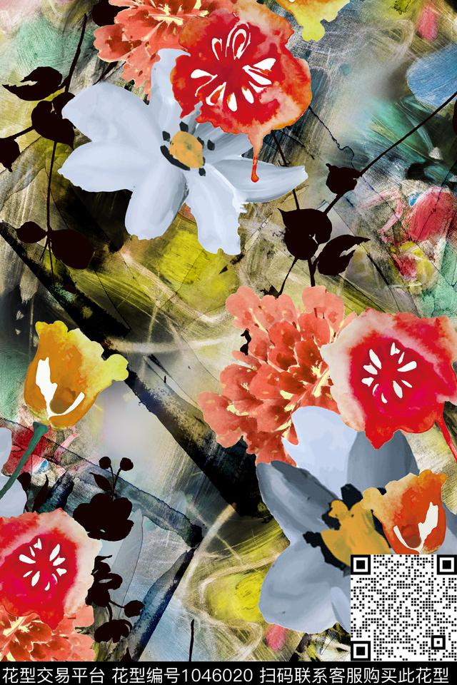 61.jpg - 1046020 - 线条 抽象 花卉 - 数码印花花型 － 女装花型设计 － 瓦栏