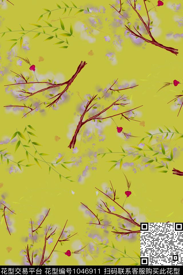 180409b 花卉 copy.jpg - 1046911 - 数码花型 水彩花卉 桃花 - 数码印花花型 － 女装花型设计 － 瓦栏