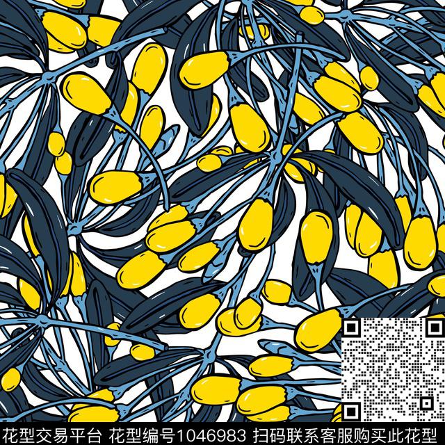 枇杷 白底.jpg - 1046983 - 数码花型 创意 花卉 - 传统印花花型 － 女装花型设计 － 瓦栏
