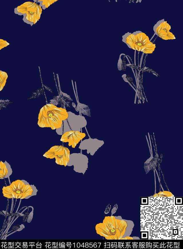 AMFSSD1067-3.jpg - 1048567 - 花卉 女装 罂粟花 - 传统印花花型 － 女装花型设计 － 瓦栏