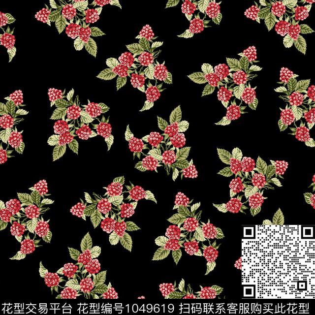 A18040220.jpg - 1049619 - 数码花型 黑底花卉 民族风 - 数码印花花型 － 女装花型设计 － 瓦栏