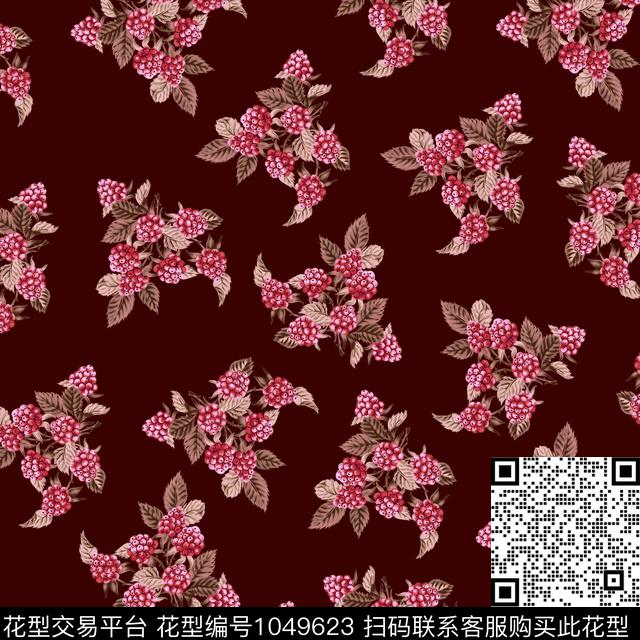 A18040224.jpg - 1049623 - 数码花型 黑底花卉 民族风 - 数码印花花型 － 女装花型设计 － 瓦栏