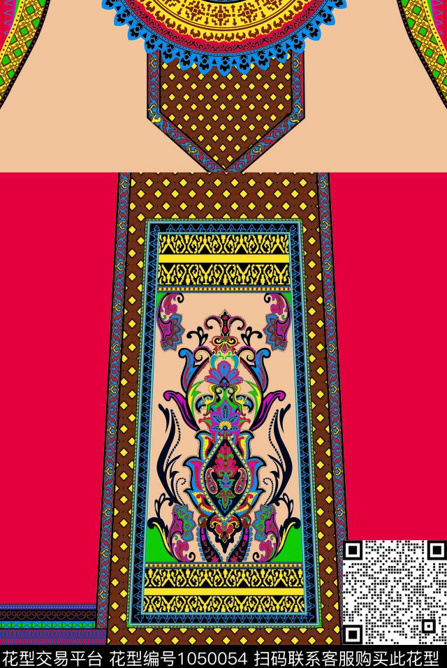 民族风.jpg - 1050054 - 民族花卉 抽象 女装 - 传统印花花型 － 女装花型设计 － 瓦栏