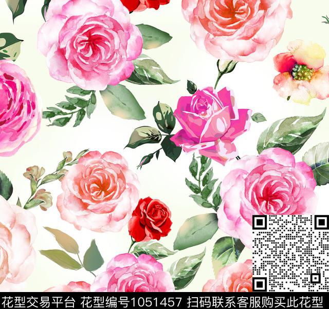 未标题-1 拷贝.jpg - 1051457 - 数码花型 花卉 大牌风 - 数码印花花型 － 女装花型设计 － 瓦栏