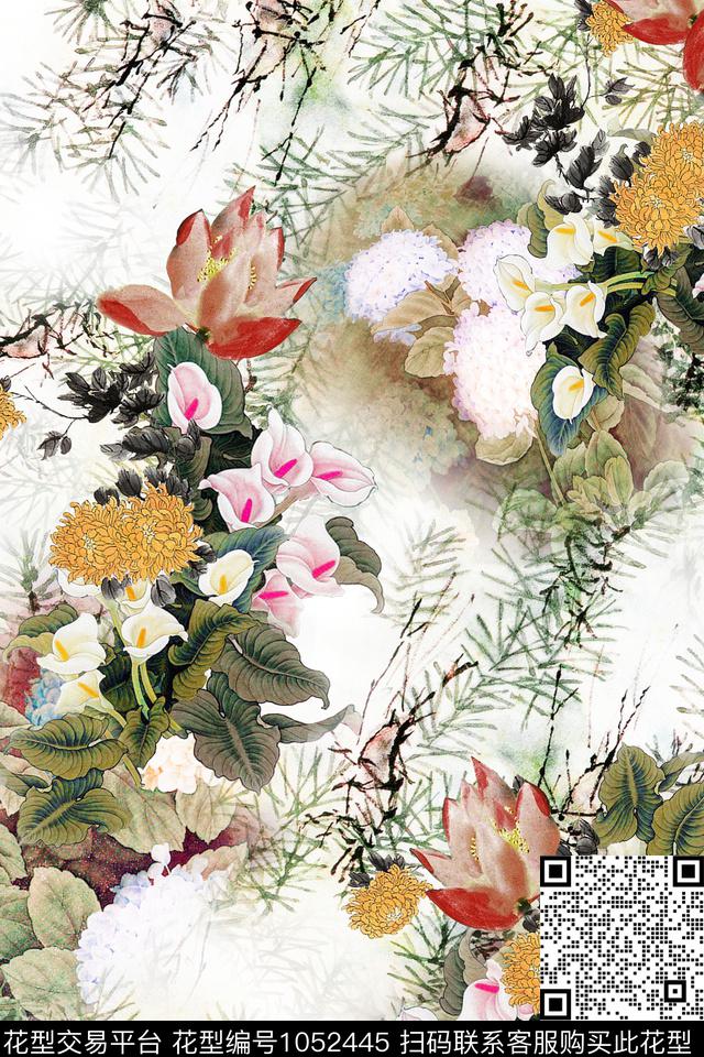 06.jpg - 1052445 - 花卉 中国 民族风 - 数码印花花型 － 女装花型设计 － 瓦栏