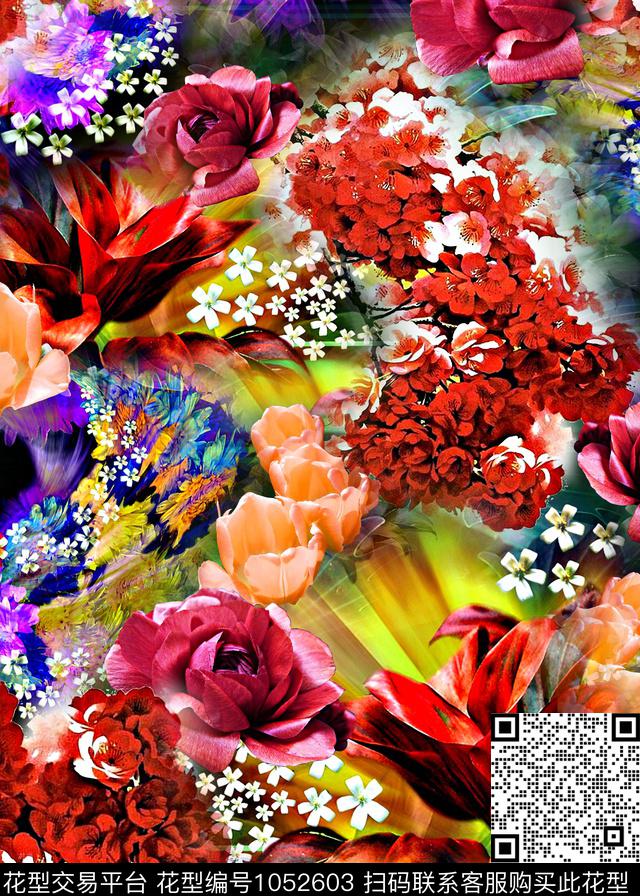 QJ2018-0045.jpg - 1052603 - 数码花型 抽象 花卉 - 数码印花花型 － 女装花型设计 － 瓦栏