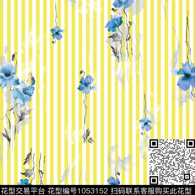 ABZSSD1562.jpg - 1053152 - 条纹 休闲 花卉 - 数码印花花型 － 女装花型设计 － 瓦栏