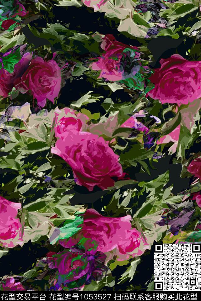 富贵牡丹.jpg - 1053527 - 数码花型 花卉 女装 - 数码印花花型 － 女装花型设计 － 瓦栏
