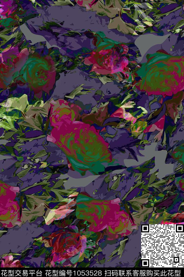 富贵牡丹1.jpg - 1053528 - 数码花型 花卉 女装 - 数码印花花型 － 女装花型设计 － 瓦栏