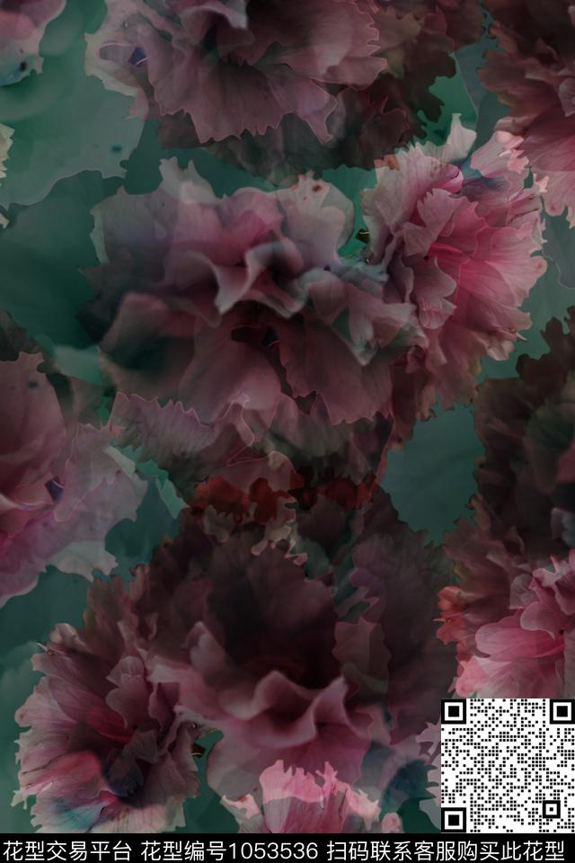 朦胧花卉.jpg - 1053536 - 数码花型 花卉 女装 - 数码印花花型 － 女装花型设计 － 瓦栏