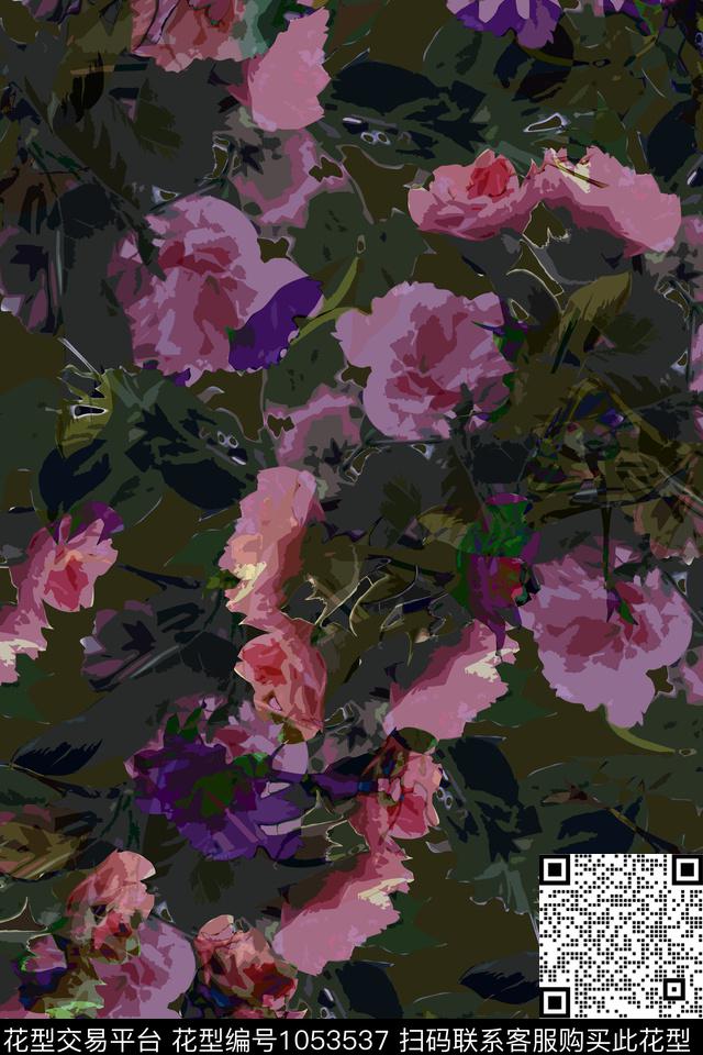 鲜艳花卉.jpg - 1053537 - 数码花型 花卉 女装 - 数码印花花型 － 女装花型设计 － 瓦栏