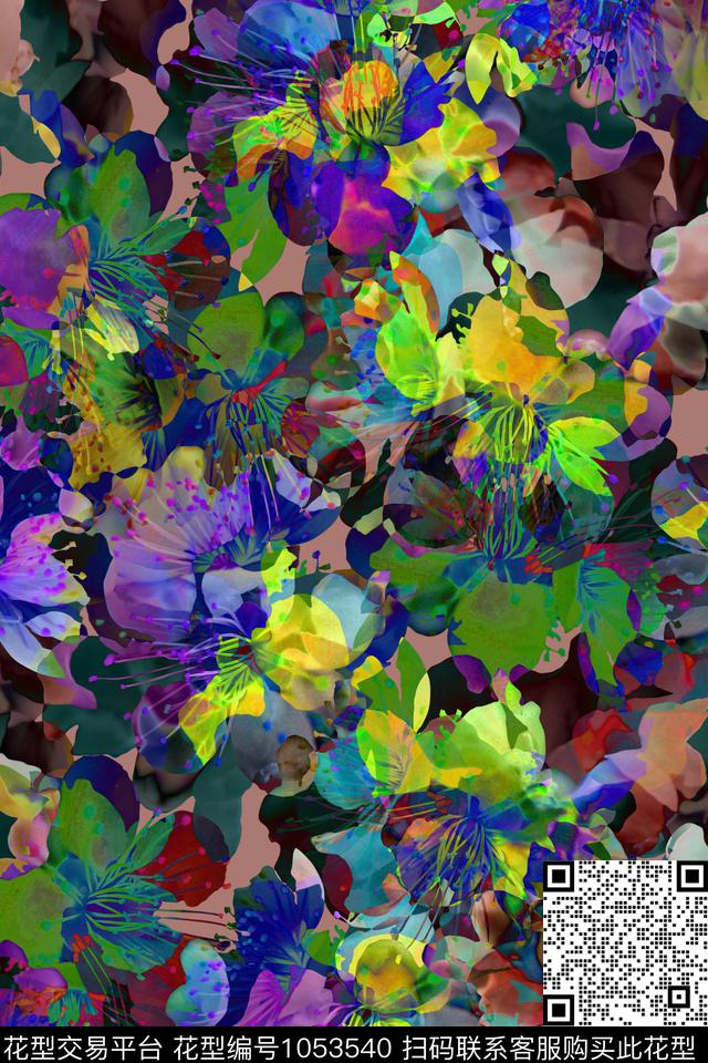 艳丽花朵.jpg - 1053540 - 数码花型 花卉 女装 - 数码印花花型 － 女装花型设计 － 瓦栏