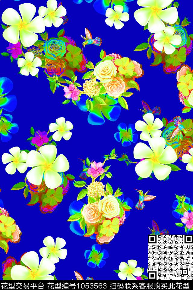 180415b 花卉 copy.jpg - 1053563 - 数码花型 水彩花卉 绿植树叶 - 数码印花花型 － 女装花型设计 － 瓦栏