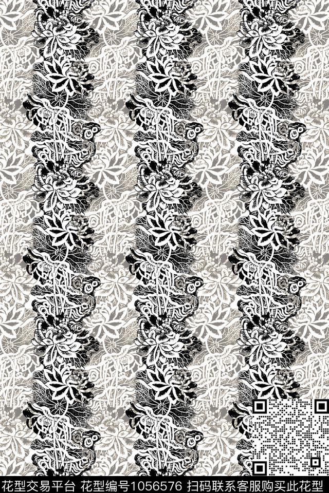 1801.jpg - 1056576 - 条纹 黑白花型 抽象花卉 - 数码印花花型 － 女装花型设计 － 瓦栏