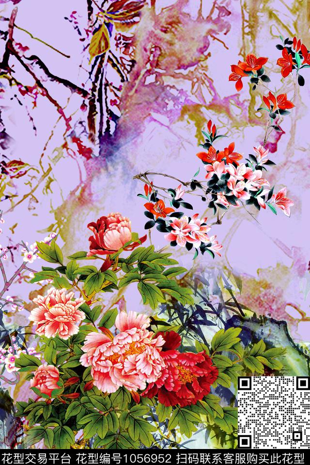 QJ2018-0047.jpg - 1056952 - 民族风 定位花 混合拼接 - 数码印花花型 － 女装花型设计 － 瓦栏
