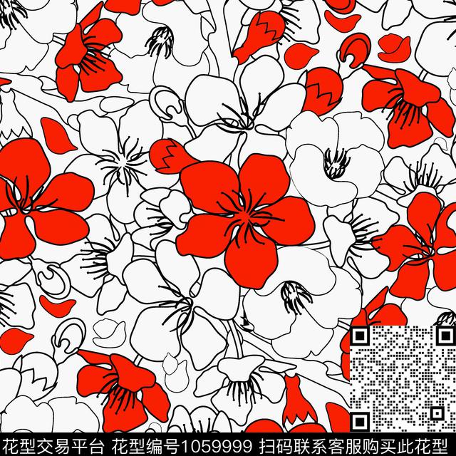 a-01.jpg - 1059999 - 抽象 花卉 几何 - 数码印花花型 － 女装花型设计 － 瓦栏