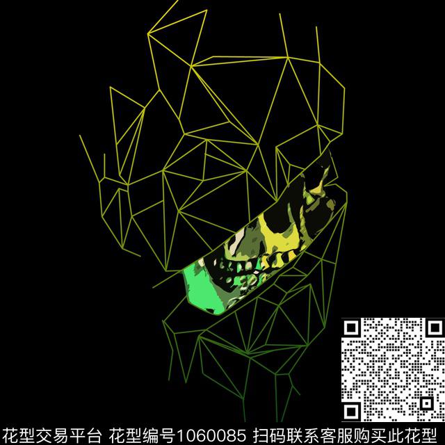 02线性骷髅.jpg - 1060085 - 抽象 男装 几何 - 传统印花花型 － 男装花型设计 － 瓦栏