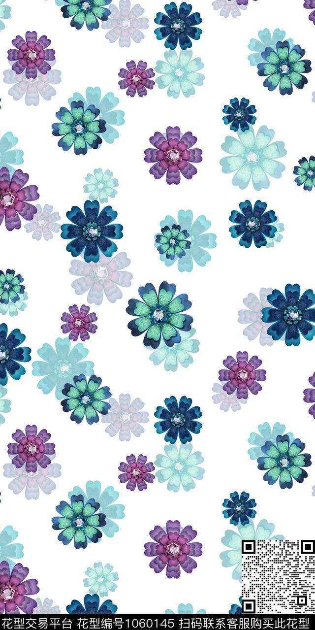 xf-143.jpg - 1060145 - 数码花型 水彩花卉 花卉 - 数码印花花型 － 女装花型设计 － 瓦栏