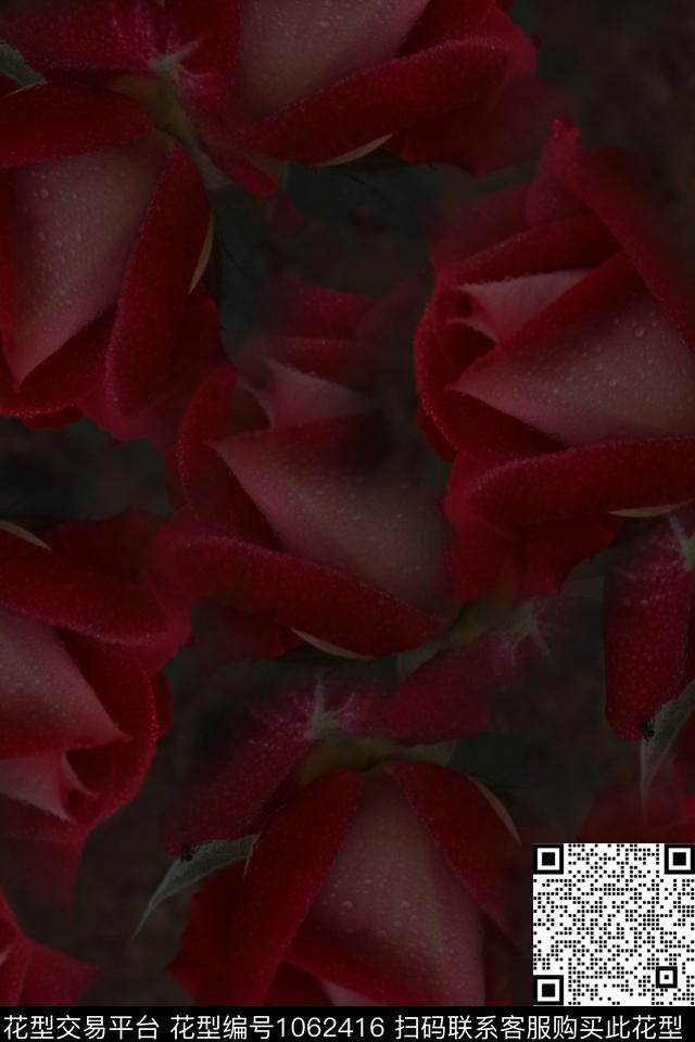 玫瑰花.jpg - 1062416 - 数码花型 植物 女装 - 数码印花花型 － 女装花型设计 － 瓦栏