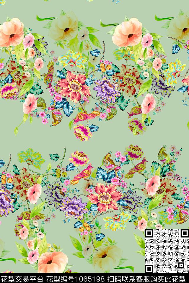 180509a 花卉.jpg - 1065198 - 数码花型 水彩花卉 女装 - 数码印花花型 － 女装花型设计 － 瓦栏