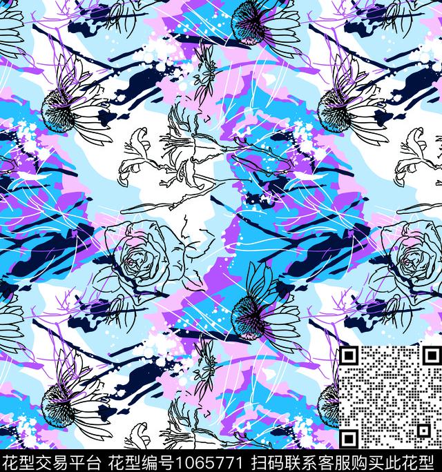 1815-线条花纹 纱.jpg - 1065771 - 数码花型 雪纺 女装 - 数码印花花型 － 泳装花型设计 － 瓦栏